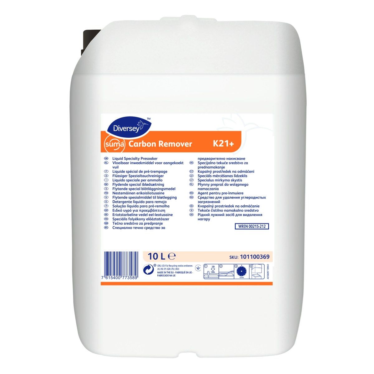 Diversey Suma Carbon Remover K21. 10L - Лужний, рідкий препарат для чищення жесті, кухонних решіток